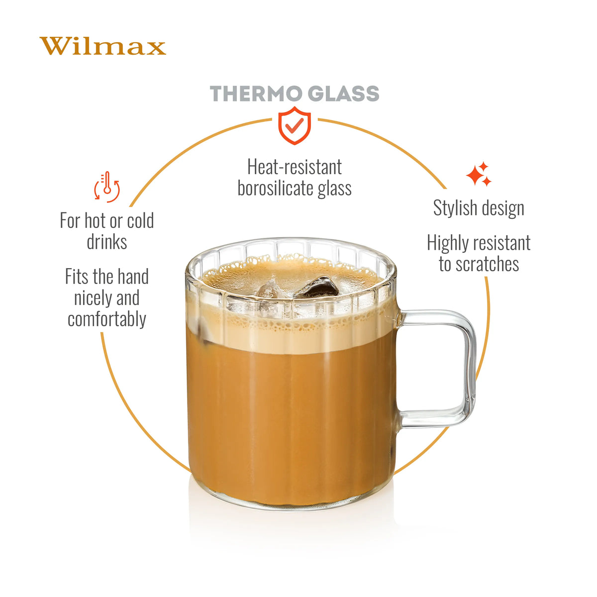 Wilmax Glazen beker 400 ml Borosilicaatglas Transparant