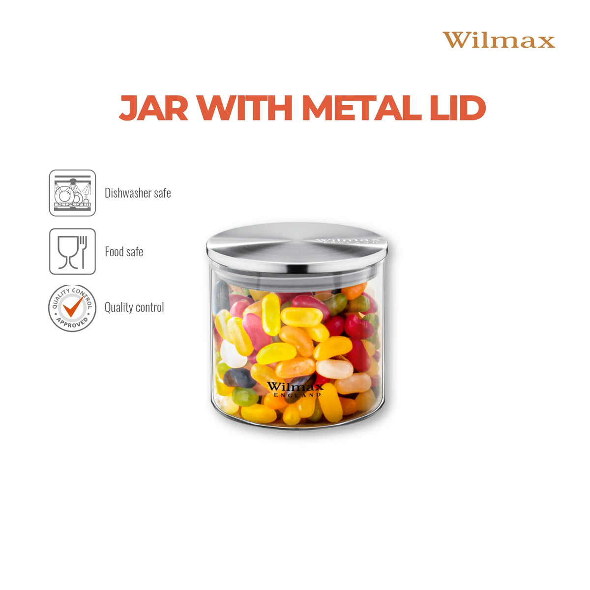 Wilmax Voorraadpot 600 ml met RVS Deksel - Transparant