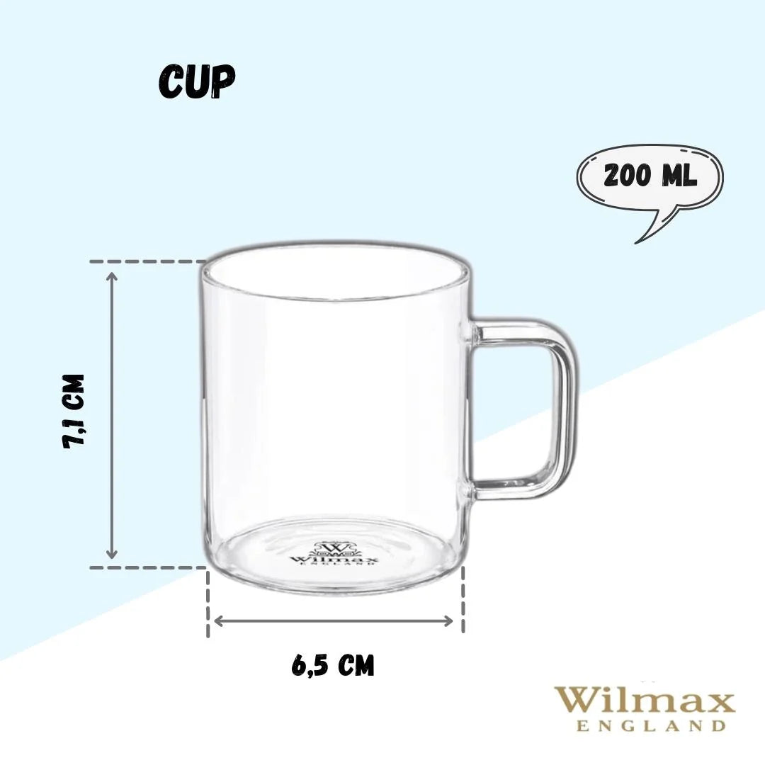 Wilmax Borosilikat Glas-Kaffeetasse, 200 ml, WL-888604/A