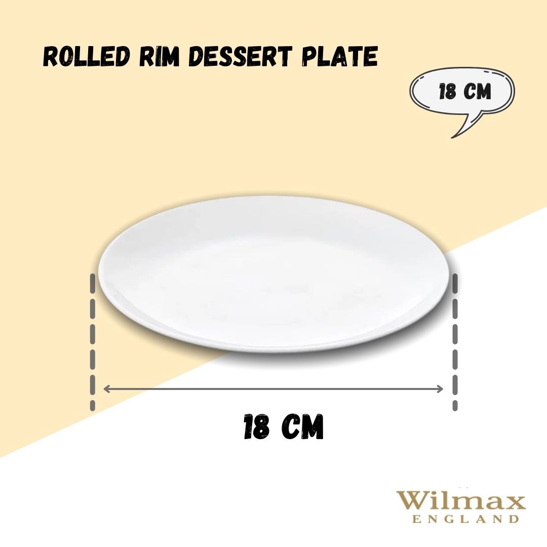 Wilmax Dessertteller Weiß 18 cm – Klassischer Teller mit Rollrand – WL-991012/A