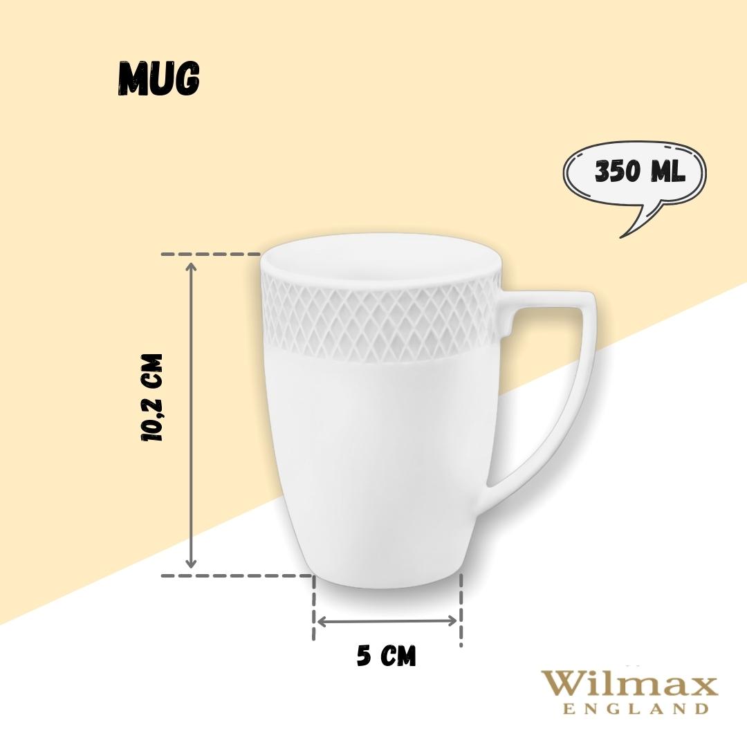 Wilmax Mok 350 ml Wit Porselein 2-delige set