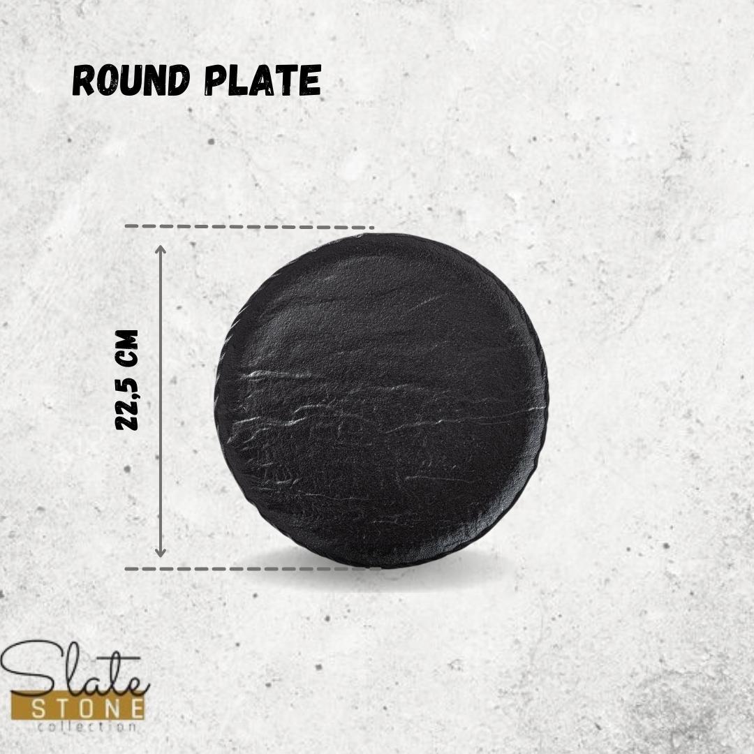Wilmax Rond Bord 23 cm 3-delige Set SlateStone Zwart