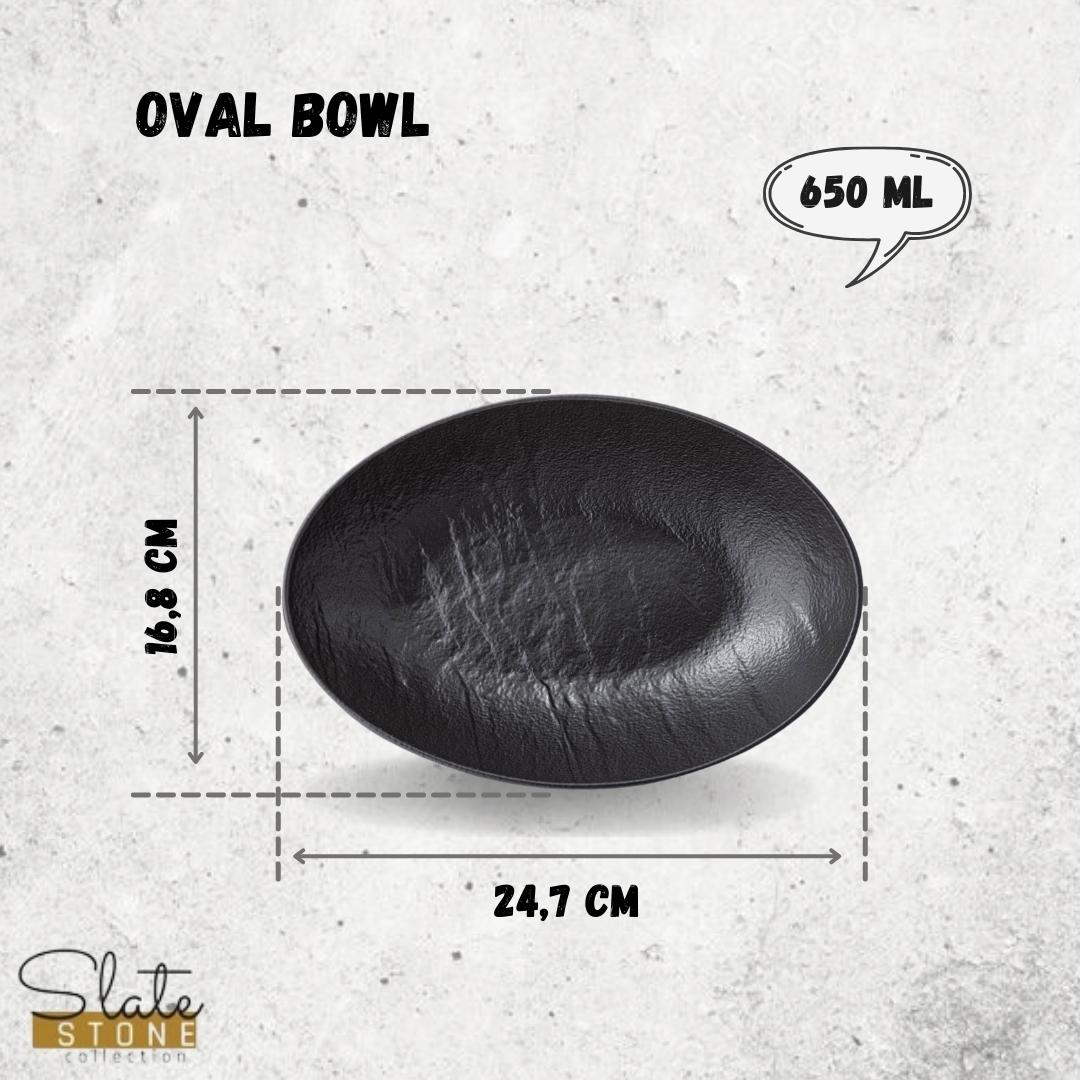 Wilmax Ovale Schaal 25x16.5x6cm Set van 2 SlateStone Zwart