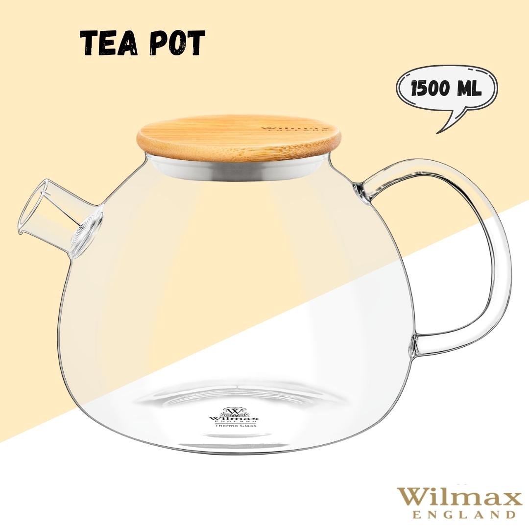 Wilmax Theepot 1500ml veervilter bamboe deksel WL-888825/A