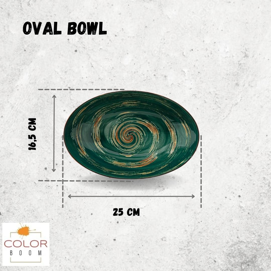 Wilmax Oval Salatschale 25 x 16,5 x 6 cm Porzellan grün – WL-669540/A