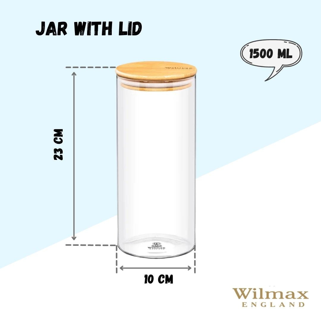 Wilmax Voorraadpot 1500ml bamboe deksel 2x WL-888507/A2