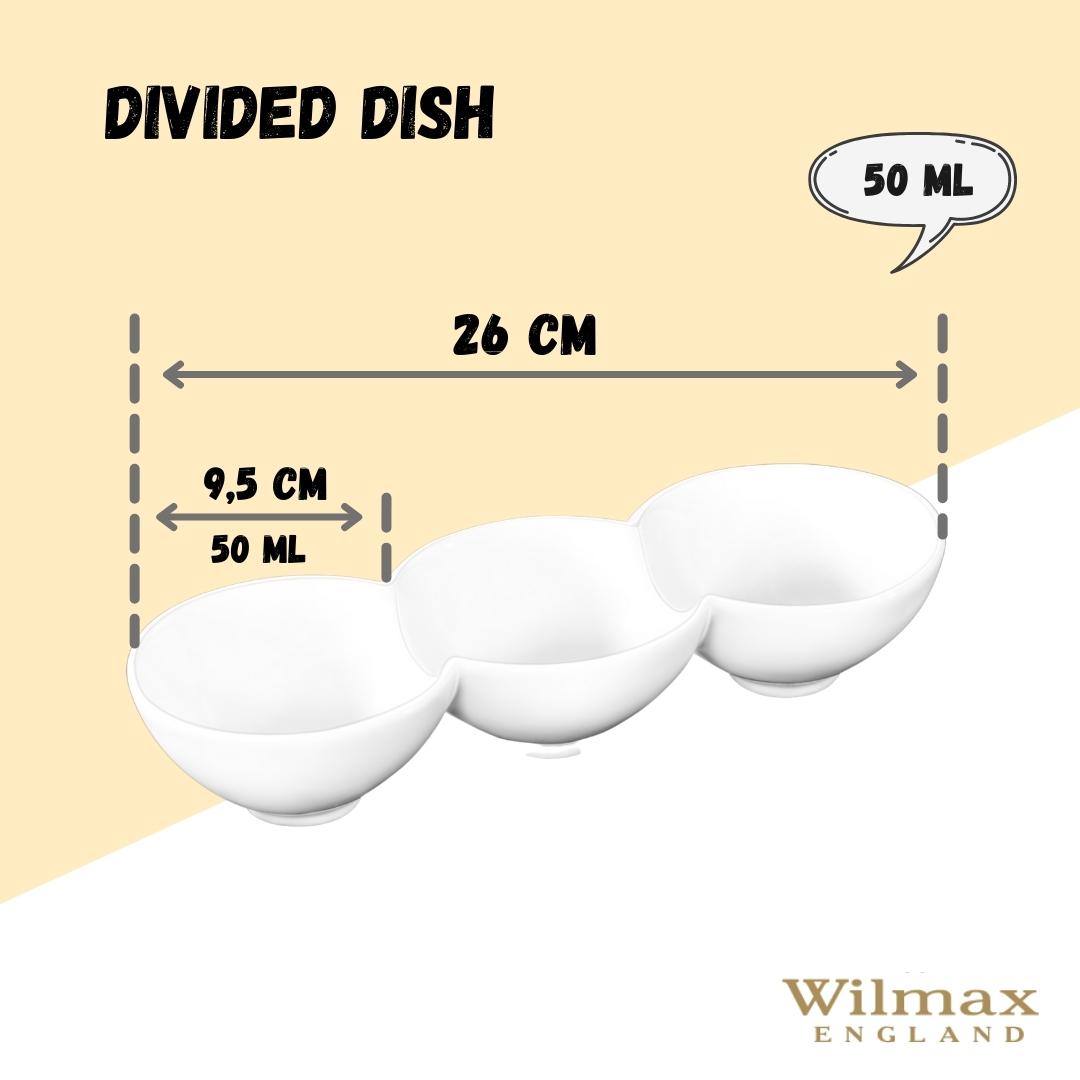 Wilmax England Porseleinen Gedeeld Bord 26 cm, Wit WL-992601/A