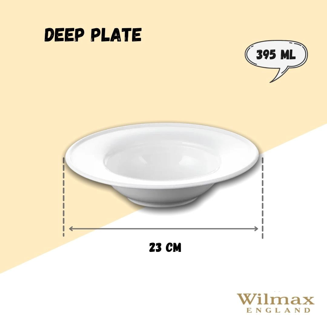 Wilmax England Diep bord 23 cm 395 ml van porselein, Wit WL-991020/A