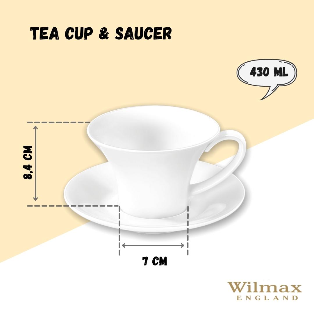 Wilmax Tea Cup & Saucer Porcelain White 430 WL-993172/AB