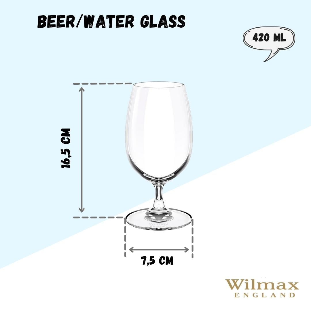 Wilmax Bierglas 420ml Kristalglas Transparant Set van 6