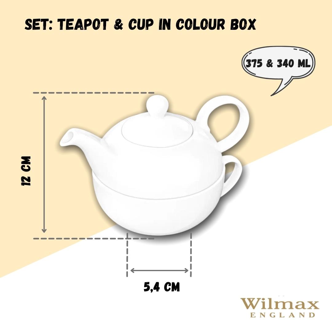 Wilmax England Theepot en Kop Set Wit Porselein