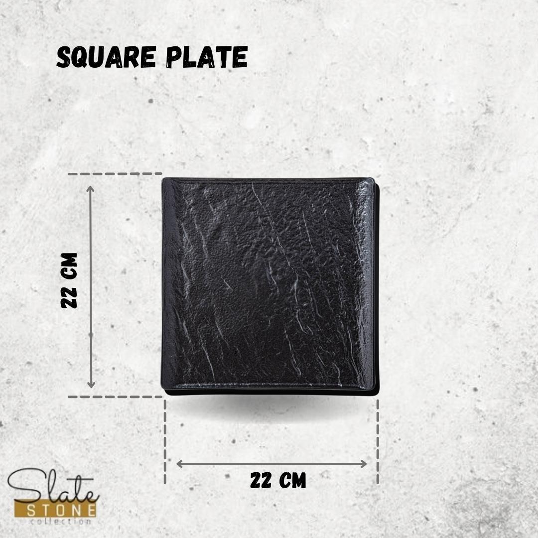 Wilmax SlateStone Zwart Vierkant Bord 21.5x21.5 3-delig
