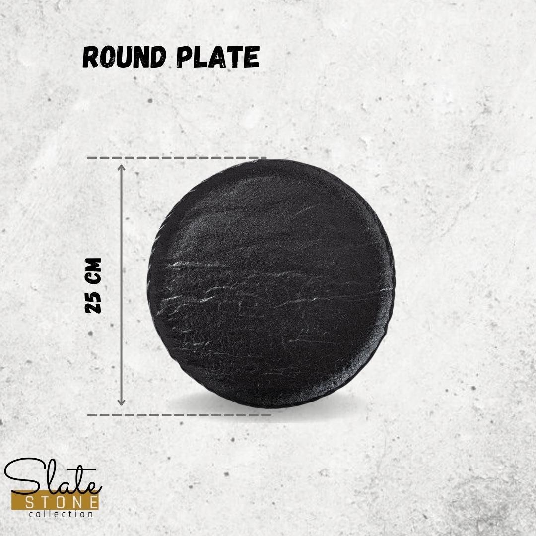 Wilmax Rond Bord 25 cm 2 stuks SlateStone Zwart WL-661126/A2