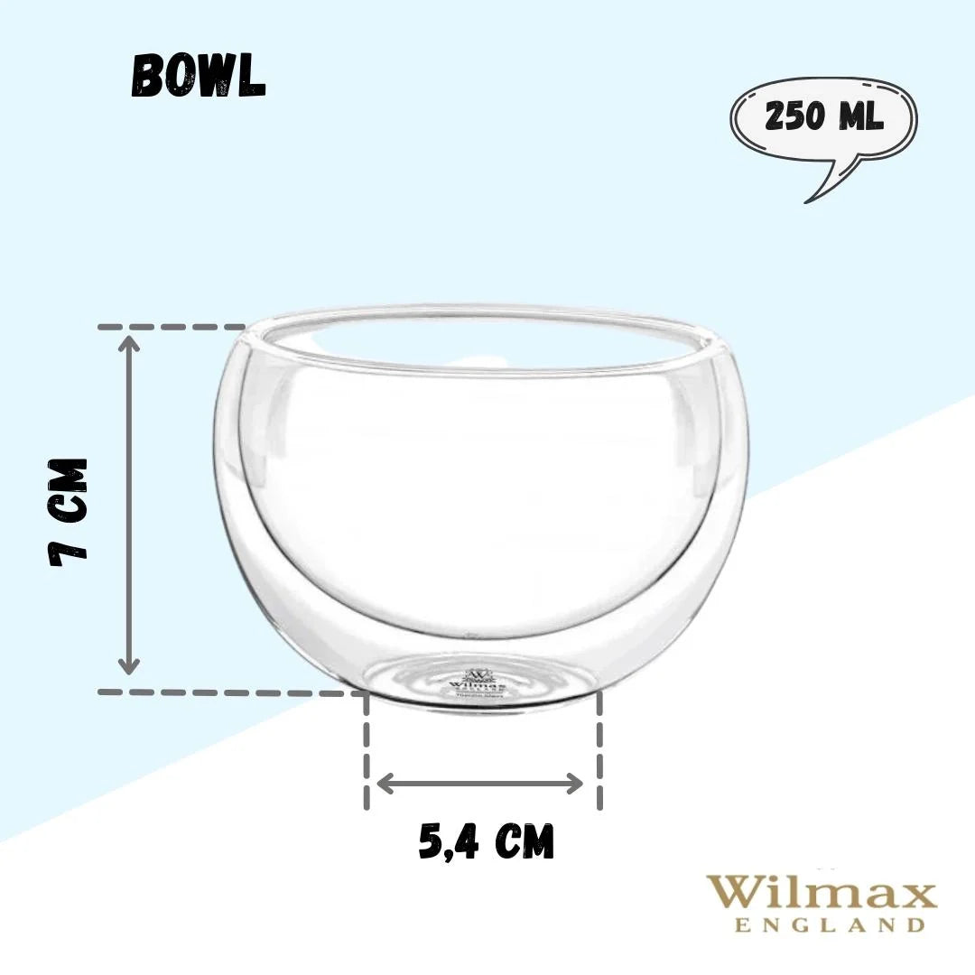 Wilmax Doppelwandige Glasschüssel, 250 ml – WL-888755/A