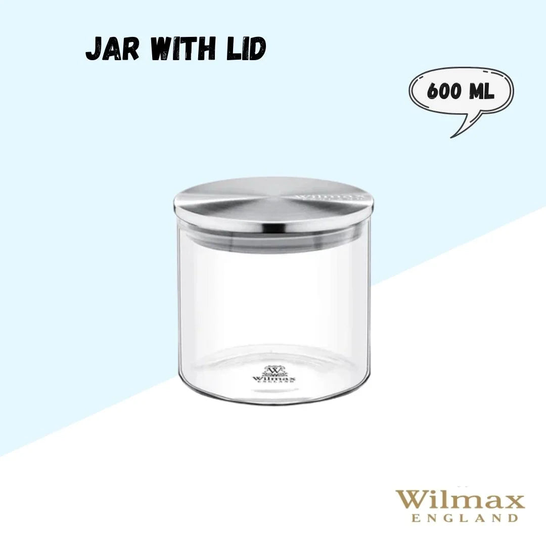 Wilmax Voorraadpot 600 ml met RVS Deksel - Transparant