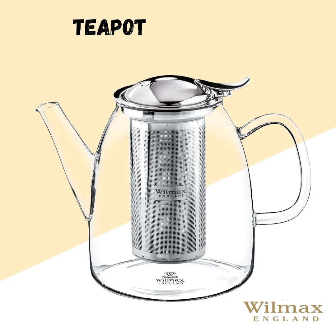 Wilmax Theepot 1450 ml Thermoglas RVS filter WL-888809/A