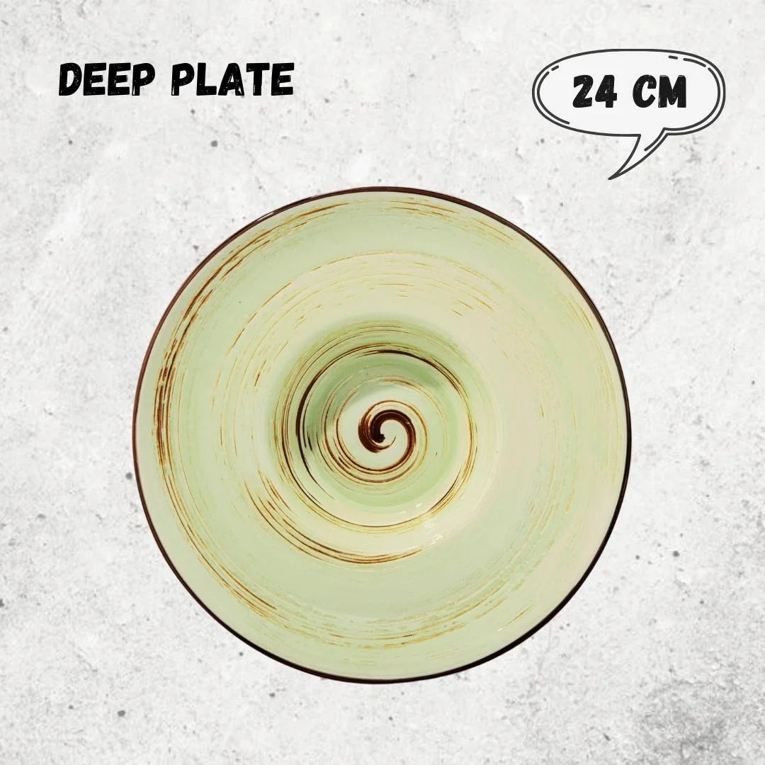 Wilmax Porzellanterteller rund tief 24 cm Pistazienfarbe WL-669125/A