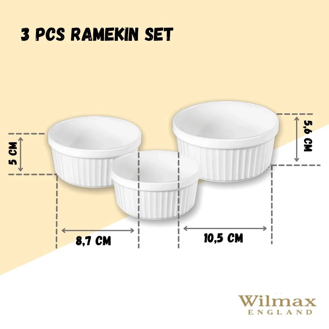 Wilmax Ramekin Set – 3-teilig – Backofenfeste Schalen – Weiß – WL-996122/3C