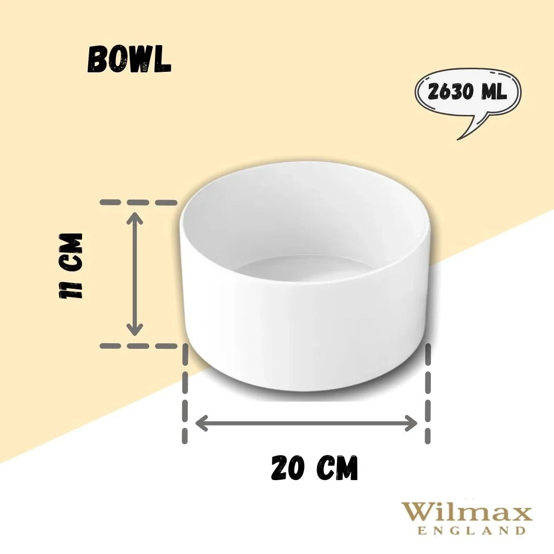 Wilmax Porseleinen Schaal Wit 20 cm WL-992748/A