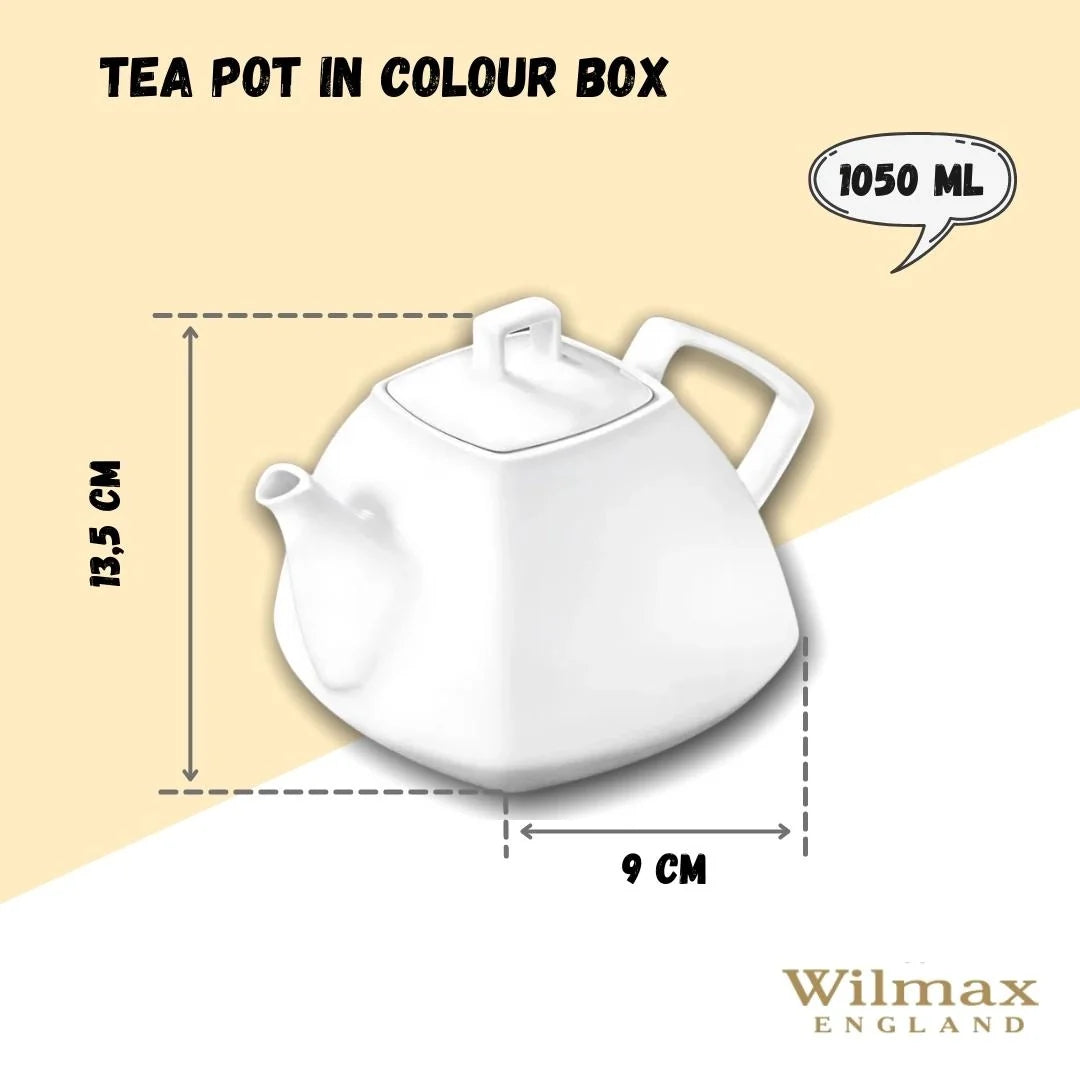 Wilmax Theepot 1050 ml van Porselein met Filter, Kleurendoos – WL-994041/1C