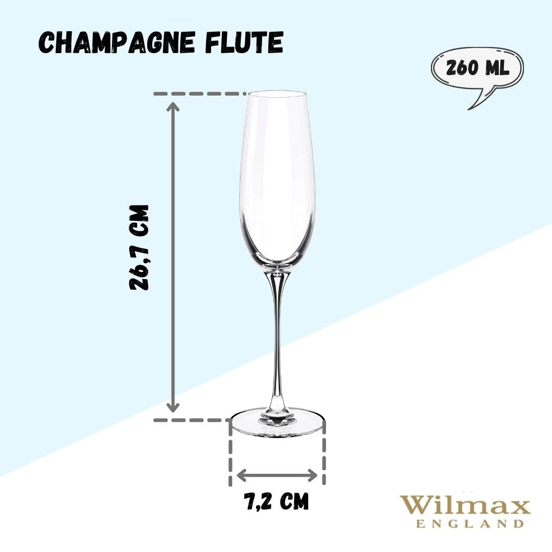 Wilmax Champagnerflöten Set 2-teilig, 260 ml, Kristallin WL-888048/2C