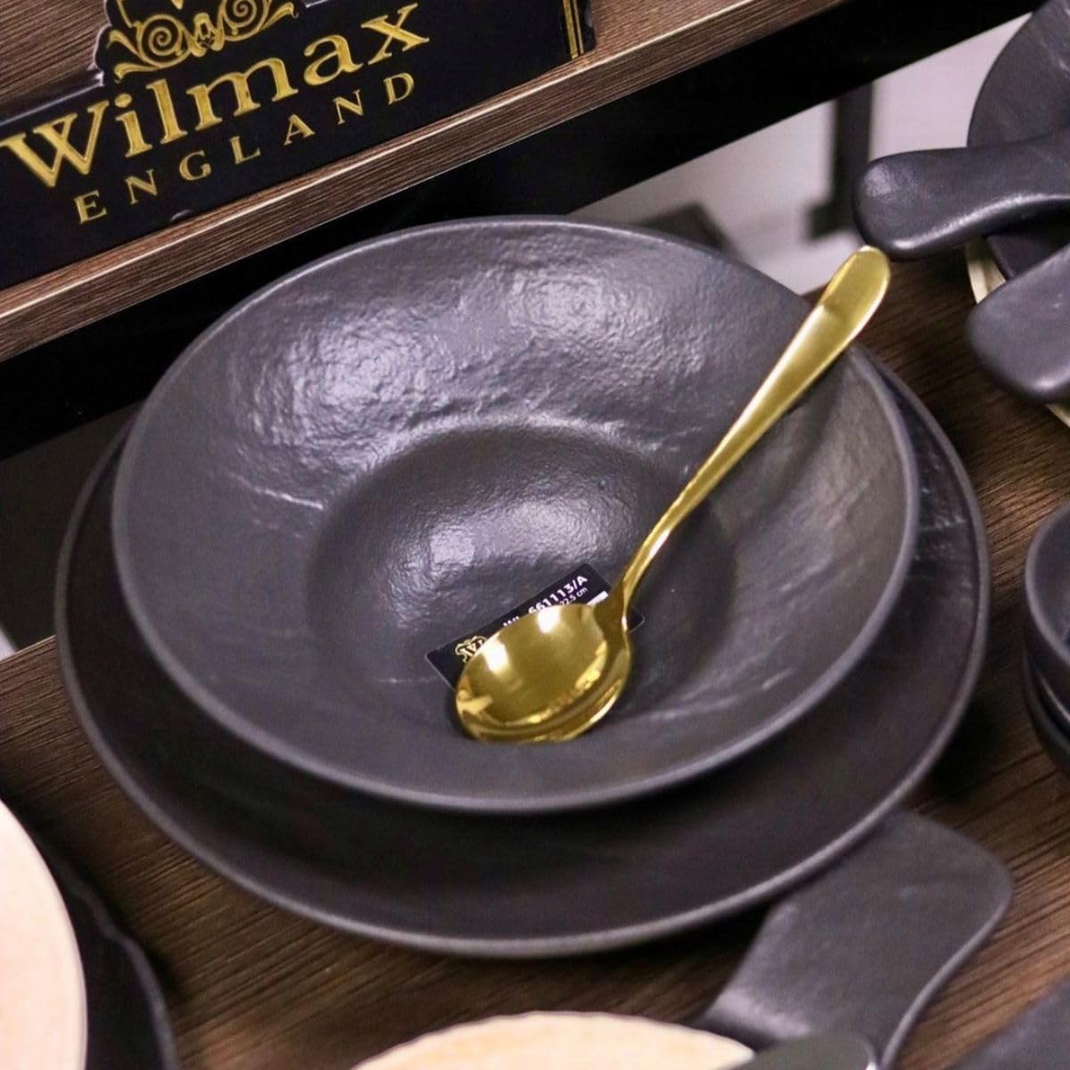 Wilmax Diep bord 22,5 cm 2-delige set SlateStone Zwart