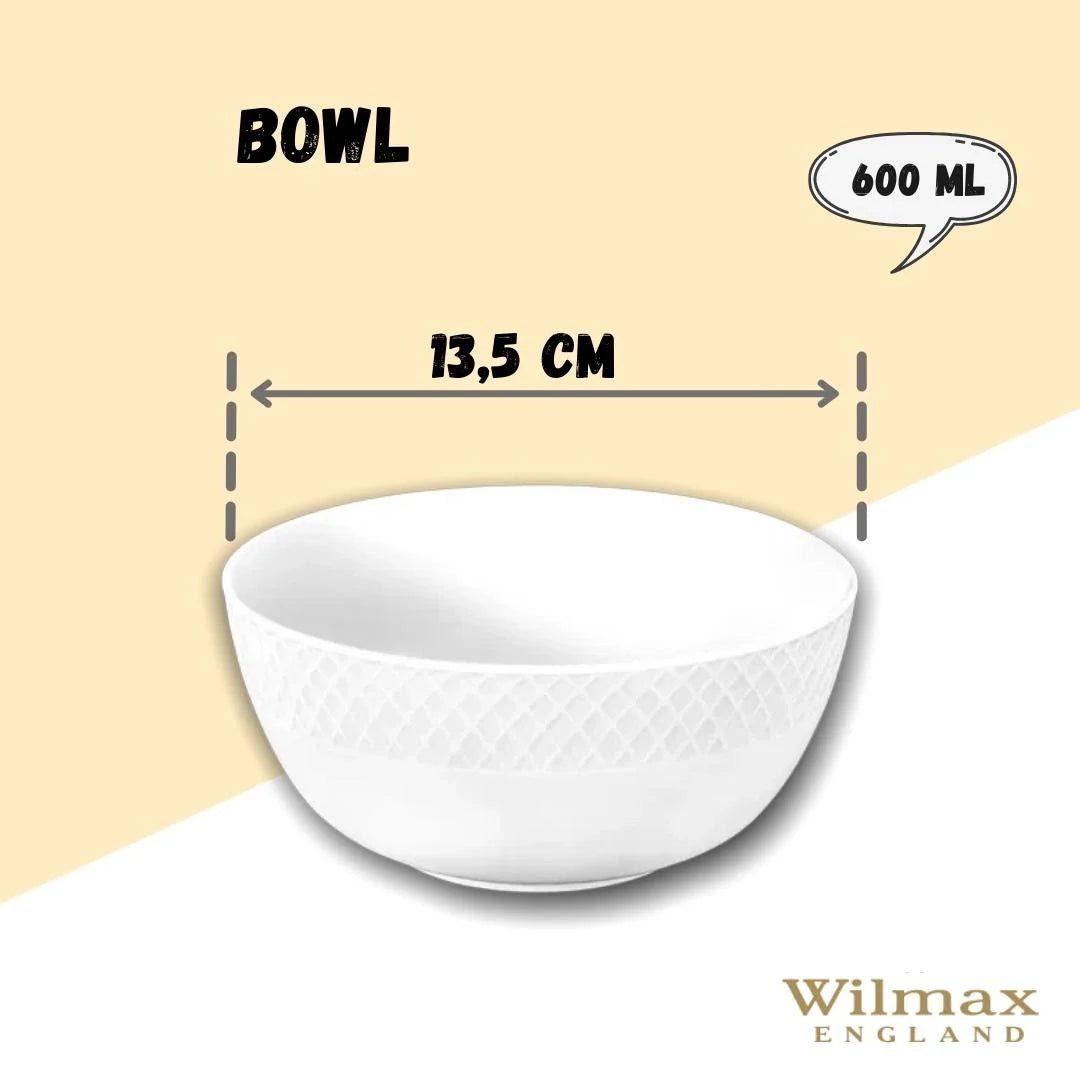 Wilmax Schüssel Weiß 14 cm – 600 ml – Hochwertiges Porzellan – WL-880120/A