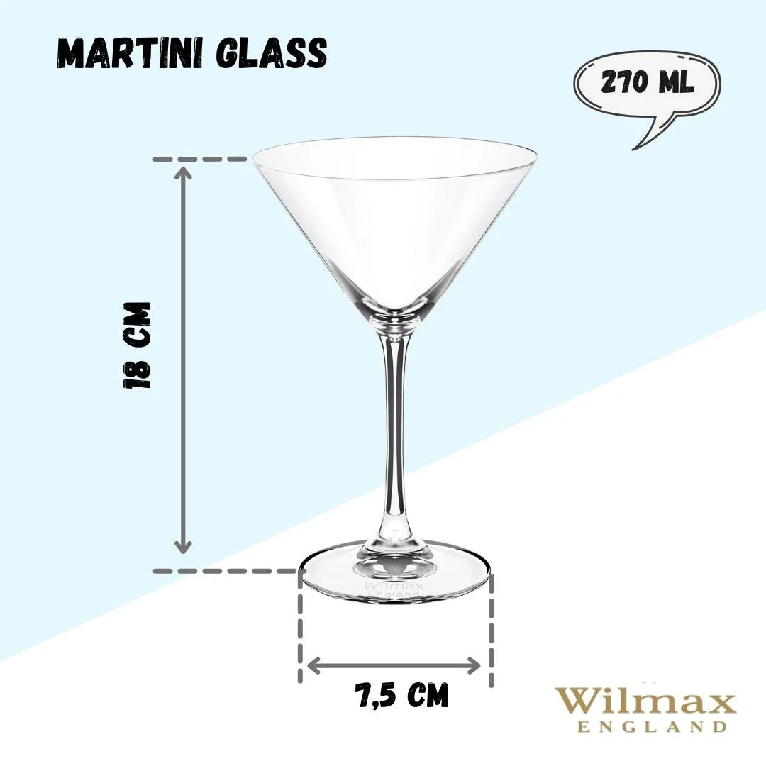 Wilmax England Martiniglazen Kristalglas 6-delige set