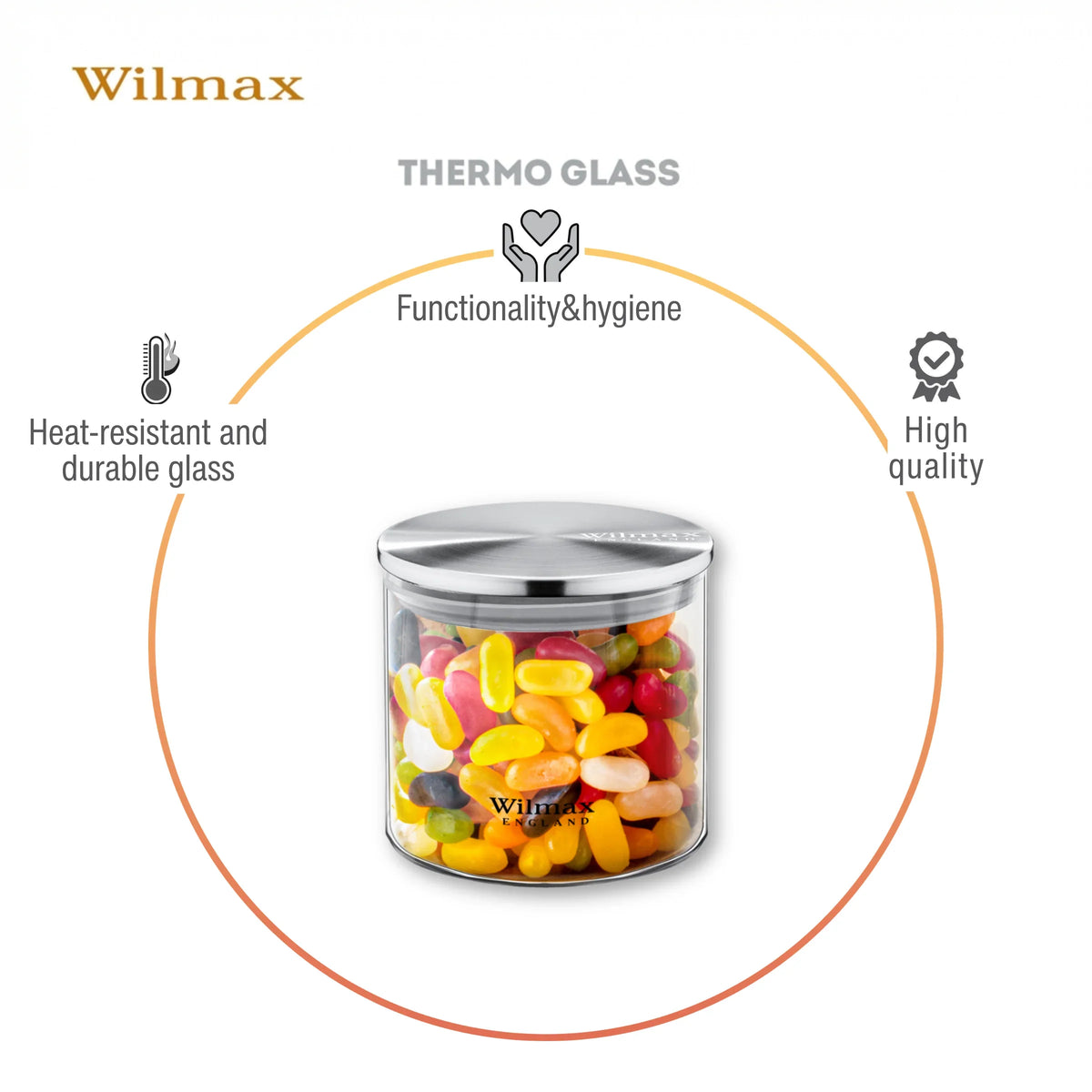 Wilmax Voorraadpot 600 ml met RVS Deksel - Transparant