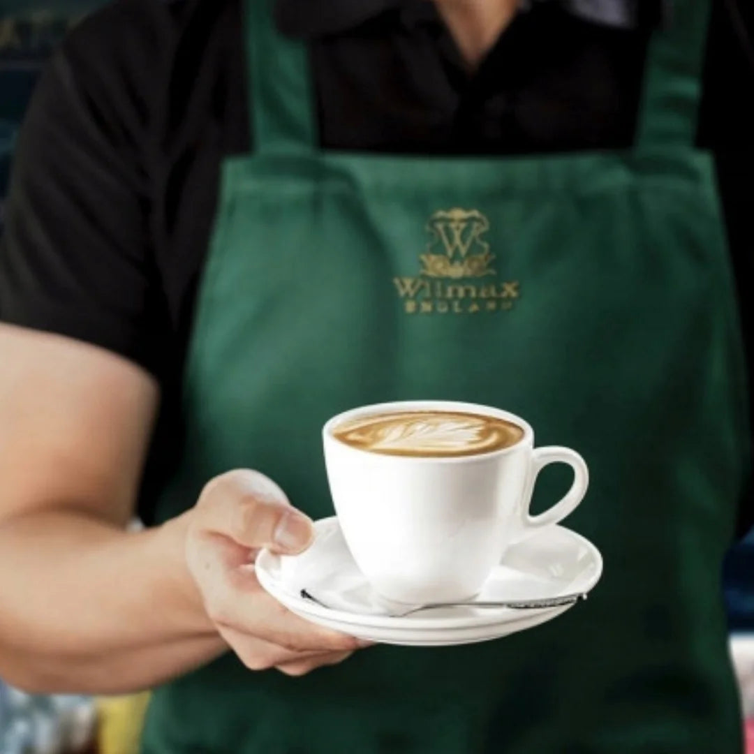 Wilmax Espressokopjes Wit Porselein 75ml + Schotels (6x)
