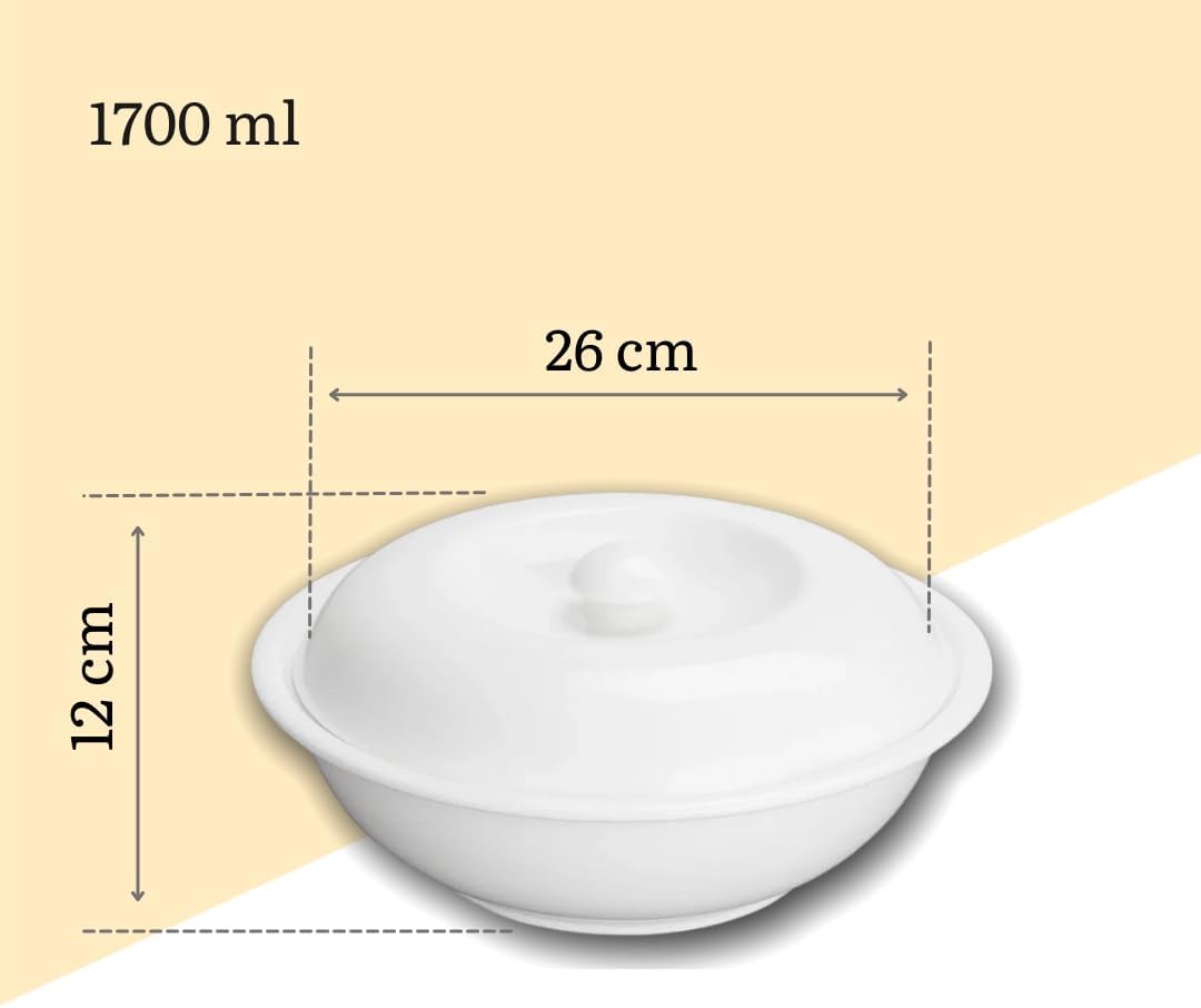 Wilmax Schaal met deksel, porselein wit, 1700 ml 26 cm