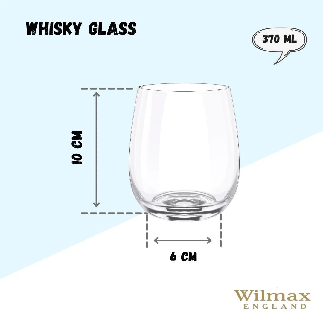 Wilmax Whiskyglas 370 ml Kristalglas Transparant 6-delige set WL-888021/6A