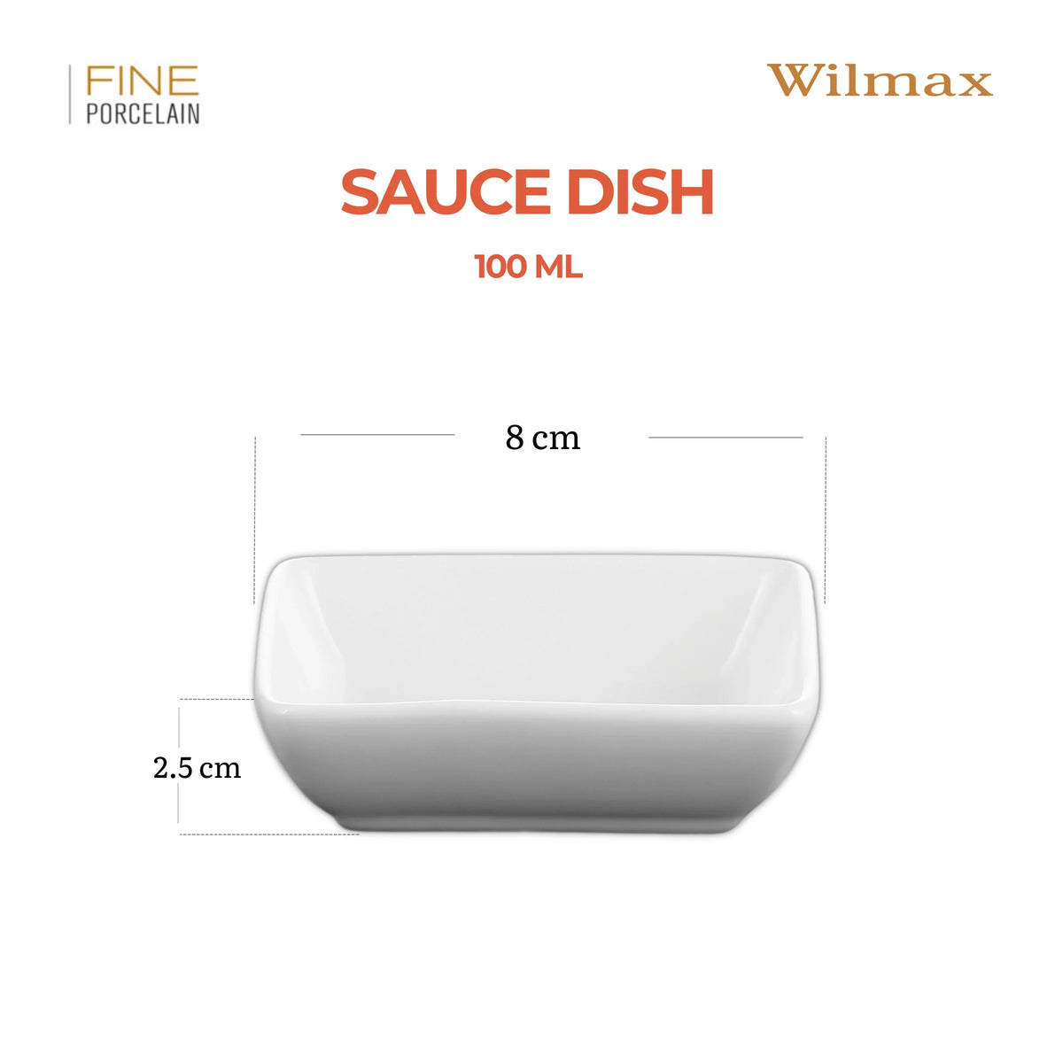 Wilmax England Sausschaal Porselein Wit 8x6cm