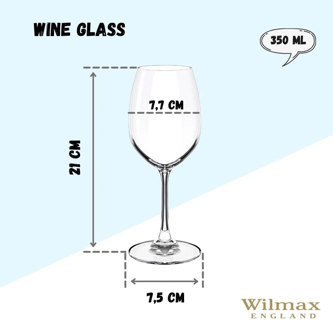 Wilmax Wijnglas 350 ml Kristalglas Transparant Set van 6