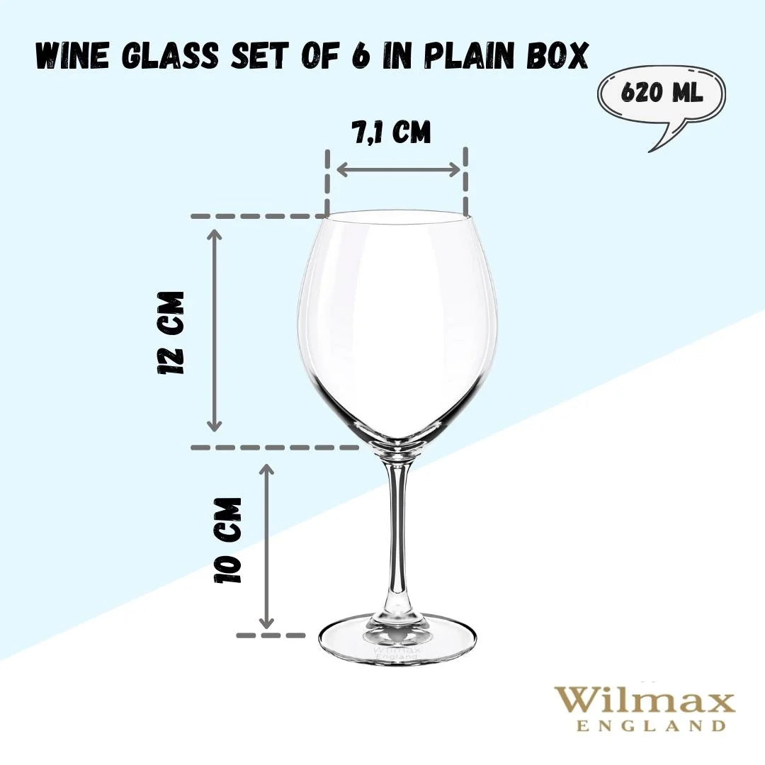 Wilmax Wijnglas 620 ml Kristalglas Transparant 6-delige set