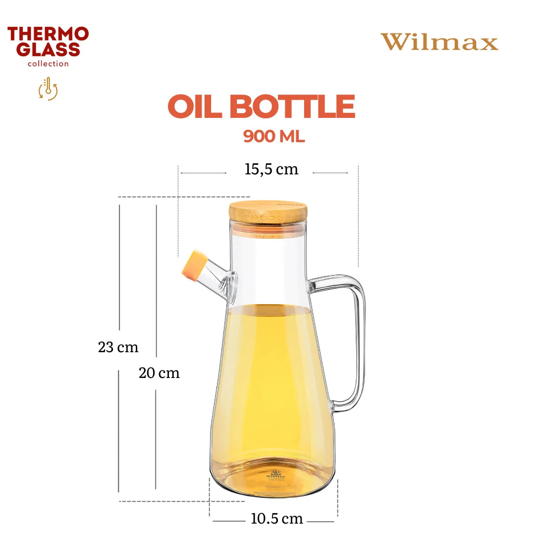 Wilmax Glazen Olieflfles 900ml Schenktuit Filter