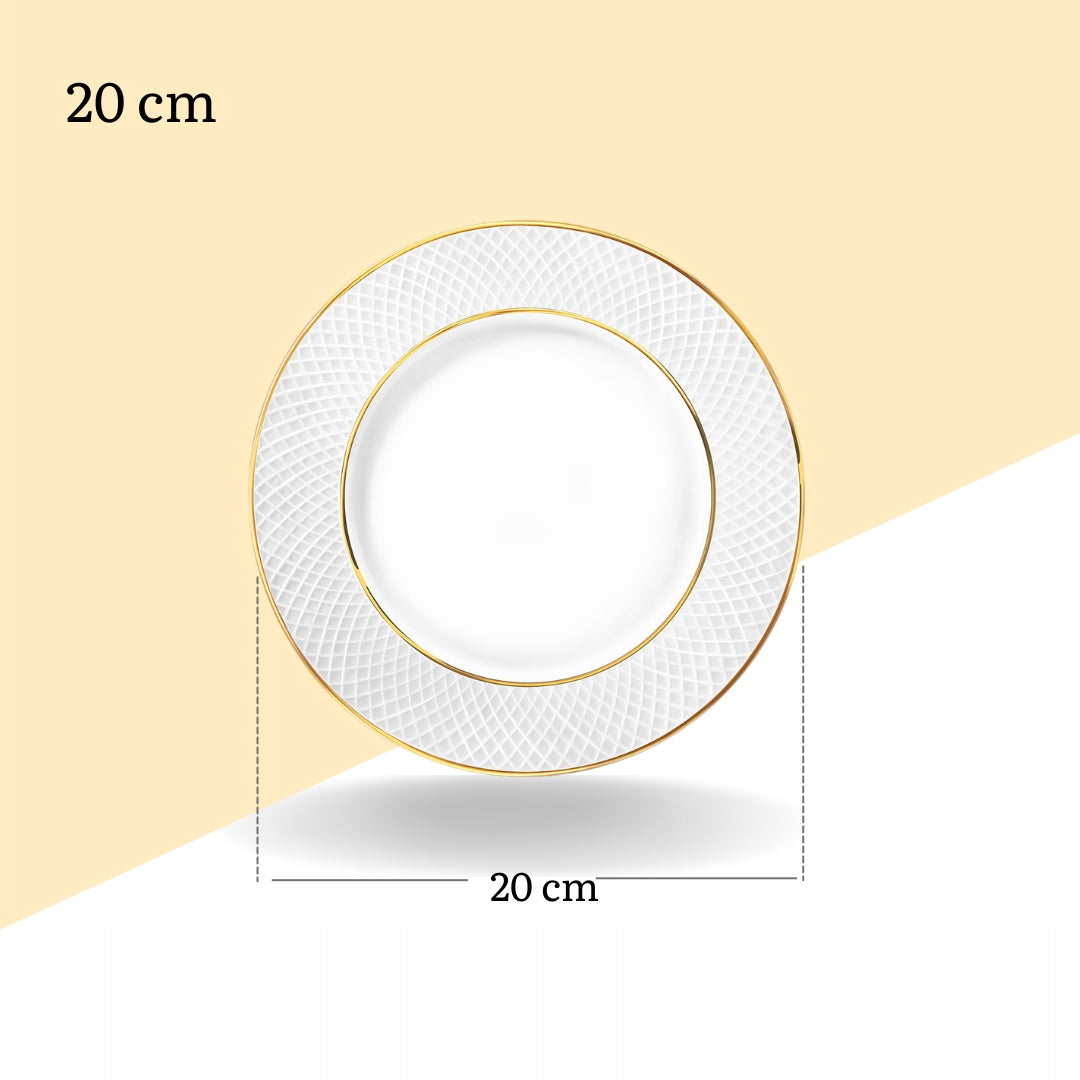 Wilmax Dessert Plate 20 cm White Porcelain with Gold Lines