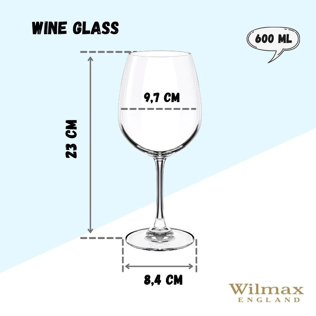 Wilmax England Kristal Wijnglas 600 ml Transparant 6-delig