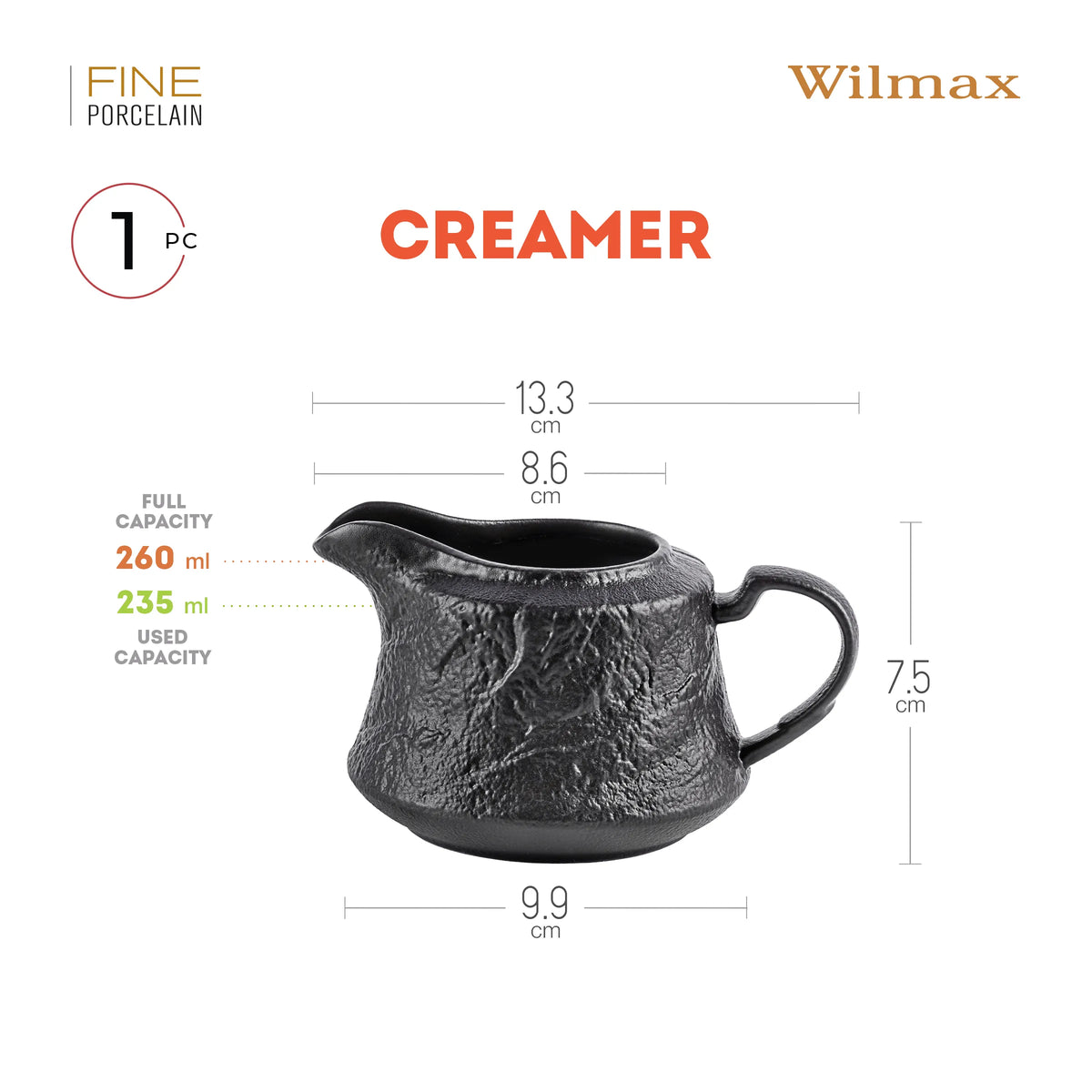 Wilmax Suikerpot en Melkkannetje Set Zwart