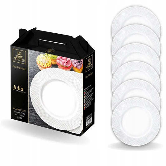 Wilmax Dessertbord 20cm Wit Porselein 6 st.
