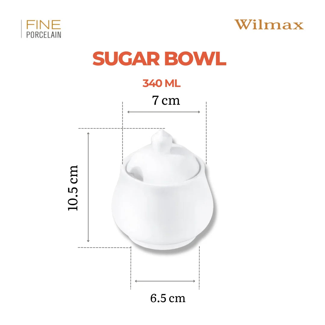 Wilmax Suikerpot met deksel 340 ml Wit Porselein