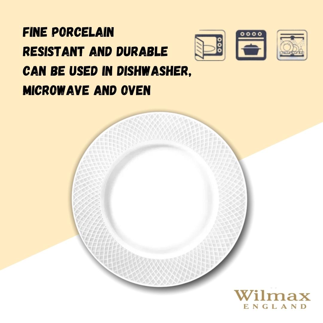 Wilmax Dinner Plate 25.5 cm White Porcelain Set of 6 WL-880101/6C