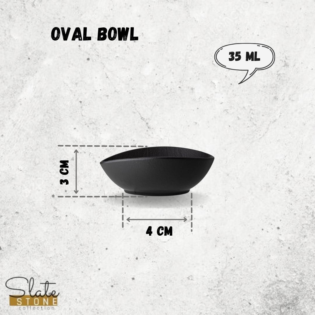 Wilmax Ovale Schaal 8x6x3 cm 6x SlateStone Zwart WL-661117/A6