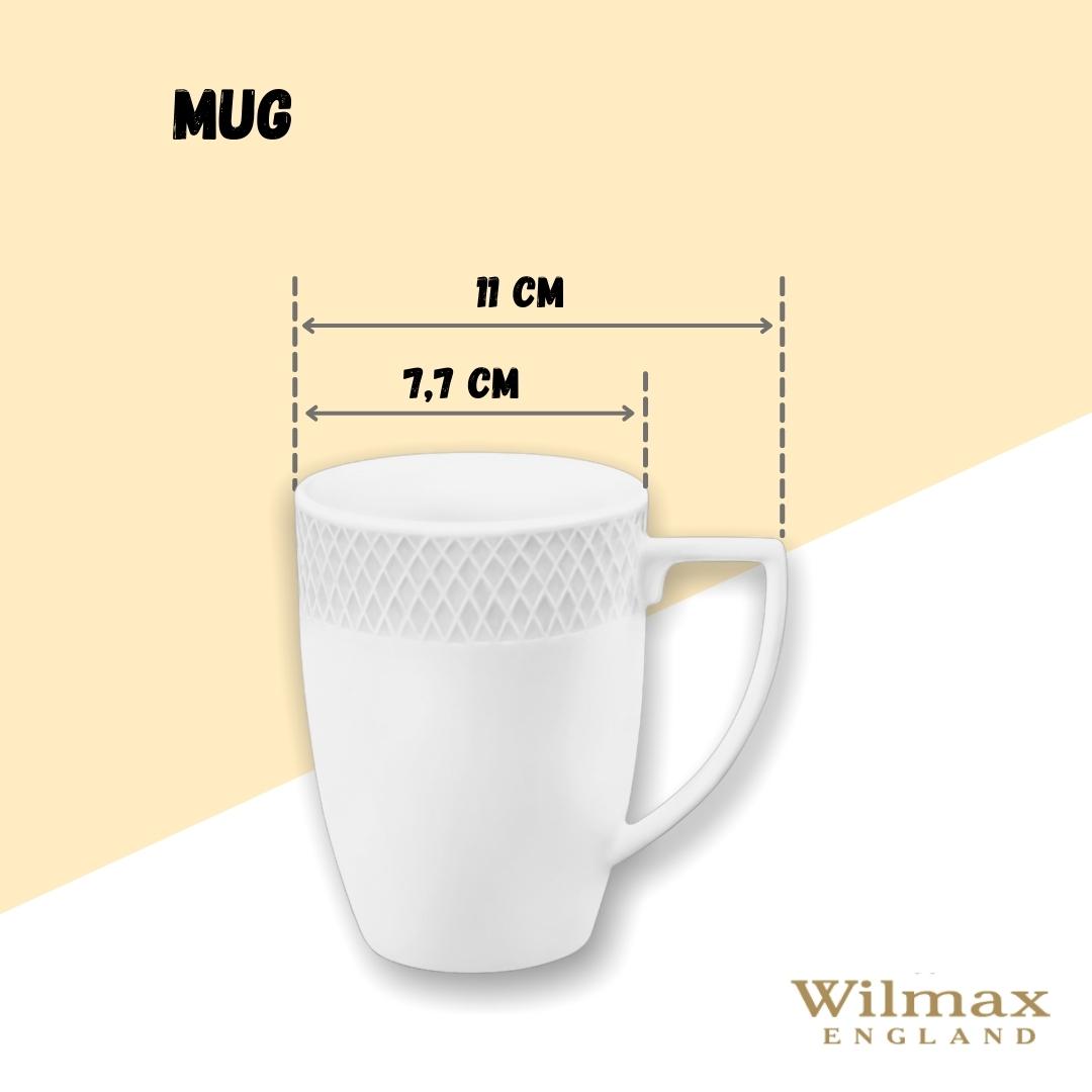 Wilmax Mok 350 ml Wit Porselein 2-delige set