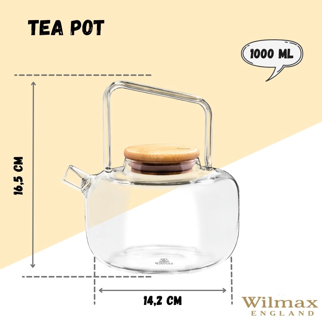 Wilmax Theepot 1000 ml | Filter & Bamboe deksel WL-888821/A