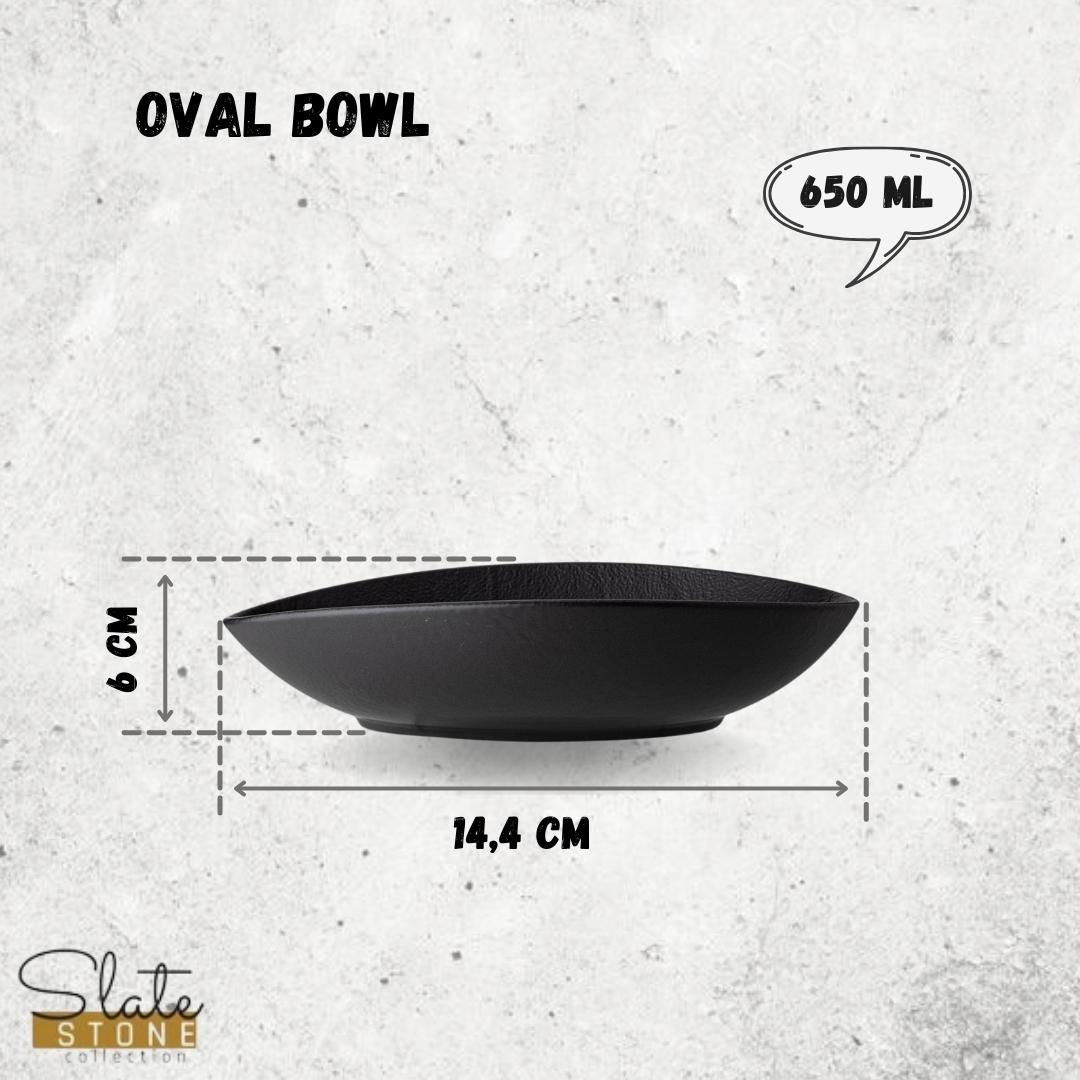 Wilmax Ovale Schaal 25x16.5x6cm Set van 2 SlateStone Zwart