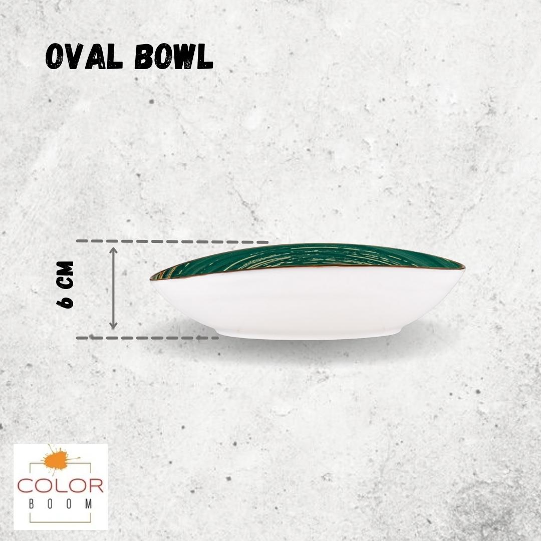 Wilmax Oval Salatschale 25 x 16,5 x 6 cm Porzellan grün – WL-669540/A