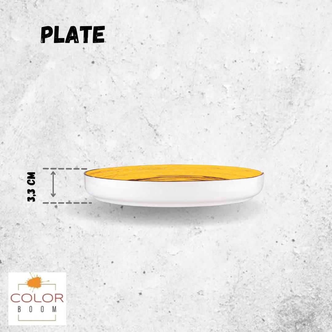 Wilmax Teller 23 cm – Runde Form mit hohem Rand – Spiral – Gelb – WL-669419/A2