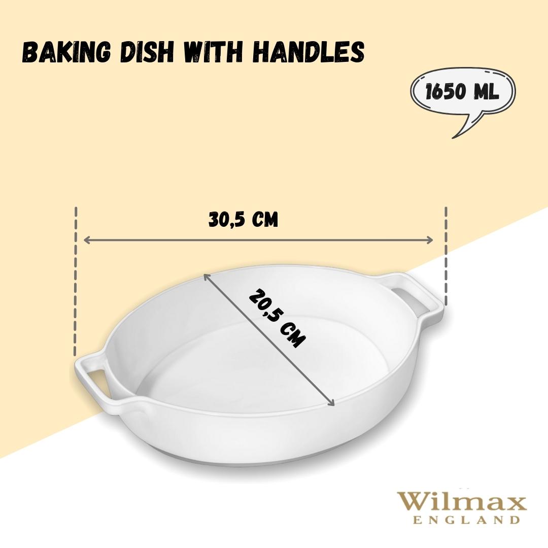 Wilmax Porzellan Auflaufform mit Griff, 1650ml, Weiß, 29,5cm WL-997040/A