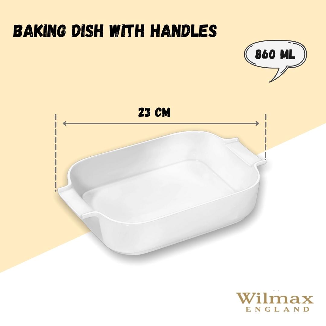 Wilmax Auflaufform mit Griffen, Weiß, 860 ml, 23 x 14.5 cm – WL‑997018/A
